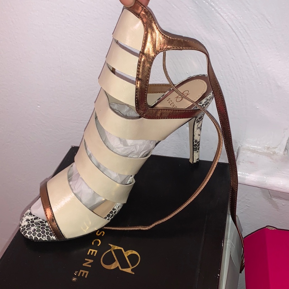 Tie Snake Skin Stiletto Heels